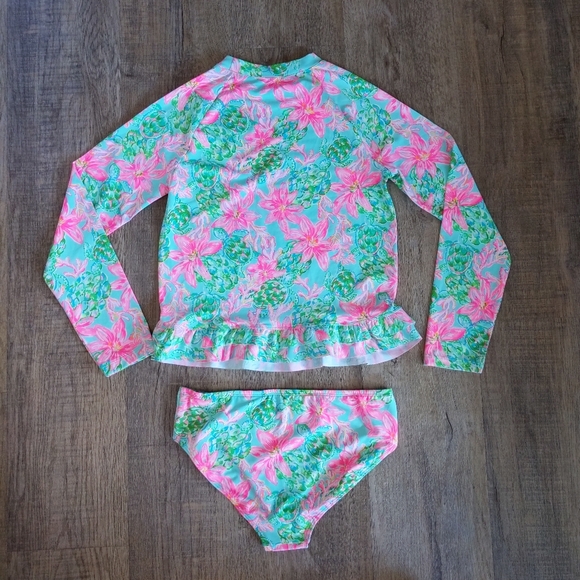 Lilly Pulitzer Kids' Rashguard Swimsuit Set Multi Splashdance Girls' 14 / XL - Picture 3 of 5